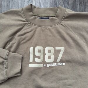 Just Attitude 1987 by Underlined Mens Fleece Y2K Sweatshirt Medium Light Brown